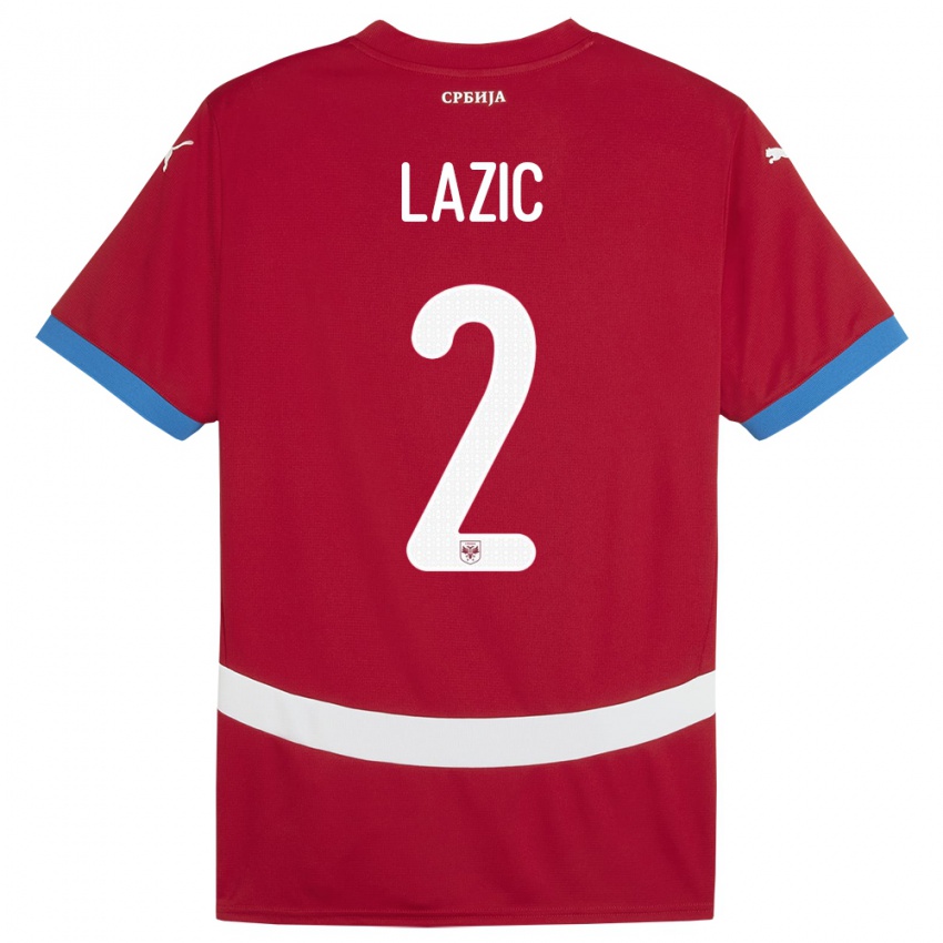 Herren Serbien Uros Lazic #2 Rot Heimtrikot Trikot 24-26 T-Shirt Schweiz