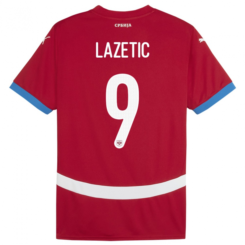 Herren Serbien Marko Lazetic #9 Rot Heimtrikot Trikot 24-26 T-Shirt Schweiz