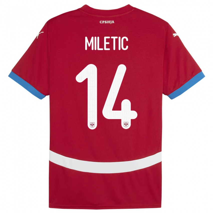 Herren Serbien Vladimir Miletic #14 Rot Heimtrikot Trikot 24-26 T-Shirt Schweiz