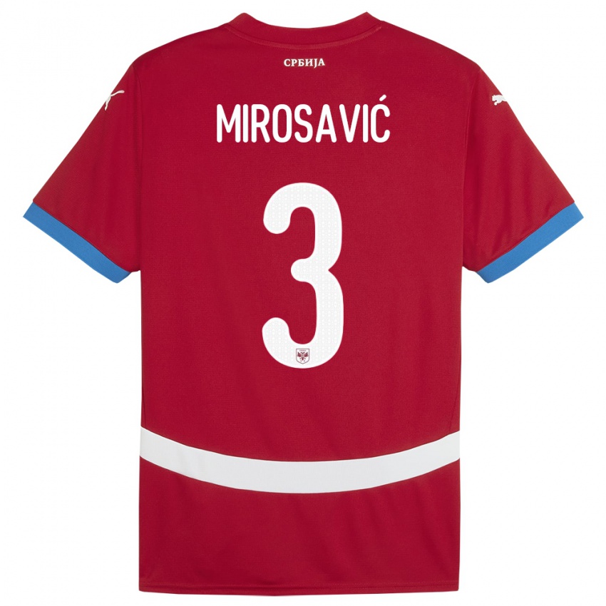 Herren Serbien Veljko Mirosavic #3 Rot Heimtrikot Trikot 24-26 T-Shirt Schweiz