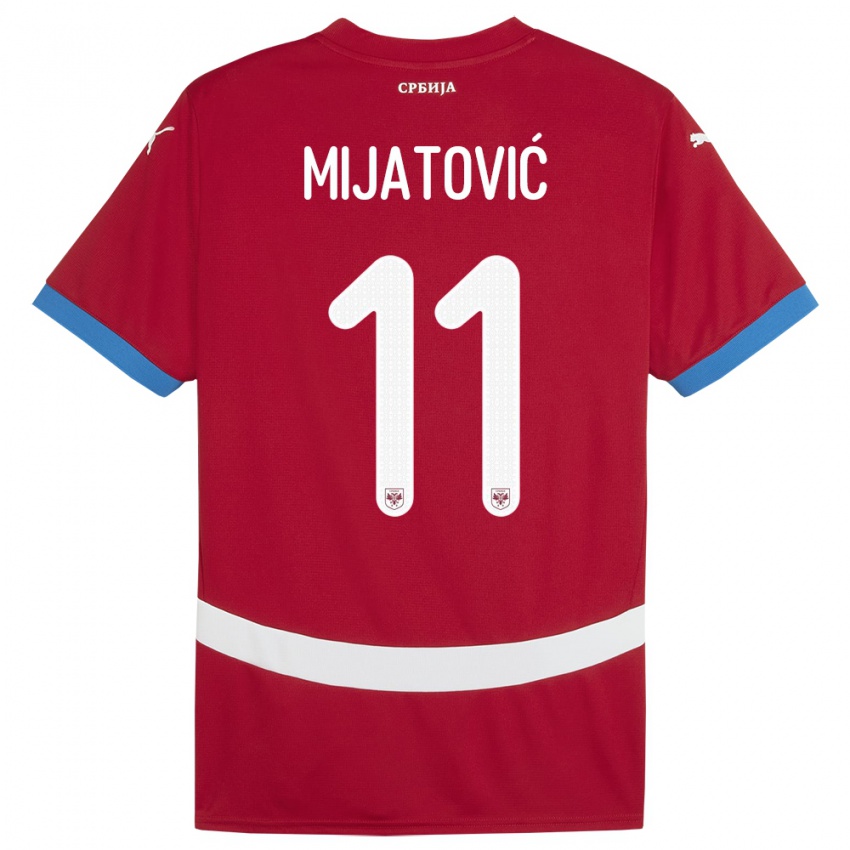 Herren Serbien Jovan Mijatovic #11 Rot Heimtrikot Trikot 24-26 T-Shirt Schweiz