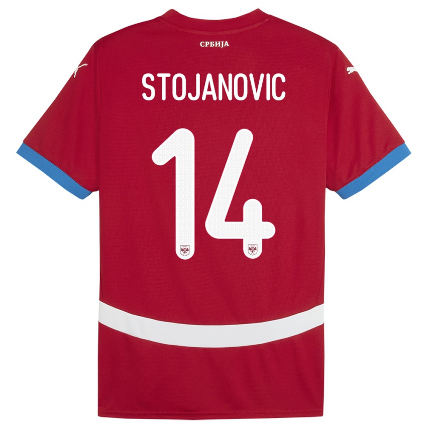 Herren Serbien Matija Stojanovic #14 Rot Heimtrikot Trikot 24-26 T-Shirt Schweiz