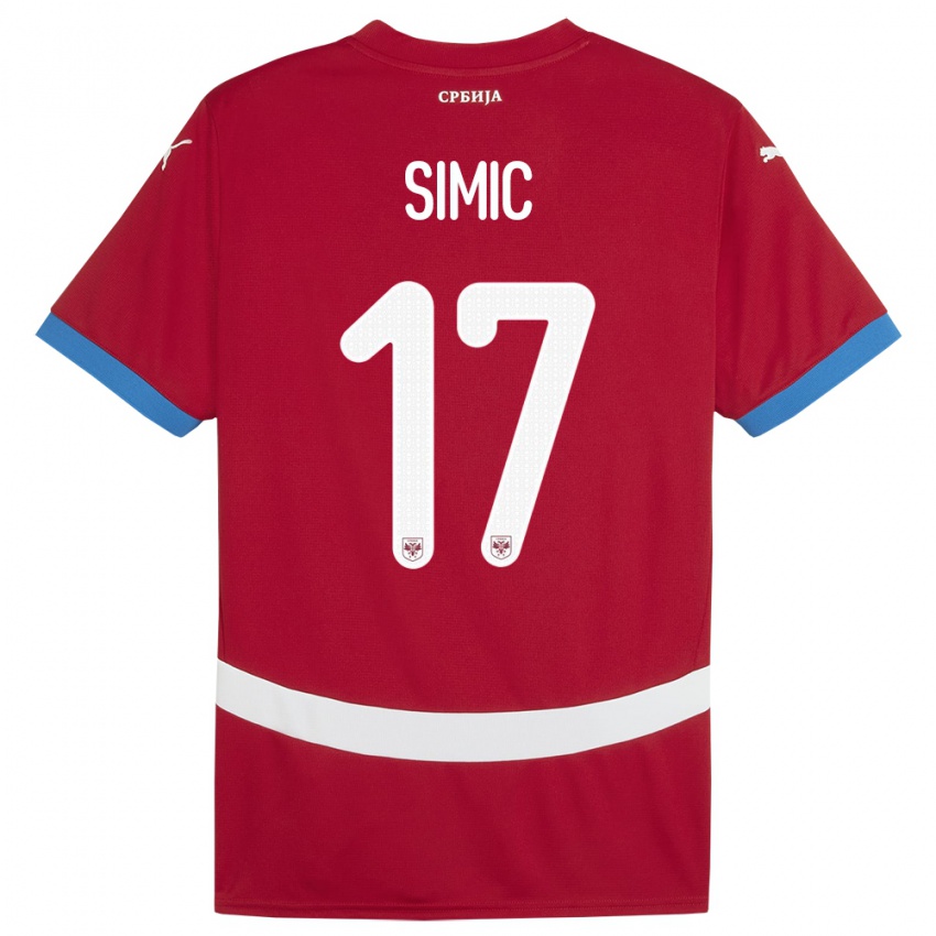 Herren Serbien Jan Carlo Simic #17 Rot Heimtrikot Trikot 24-26 T-Shirt Schweiz