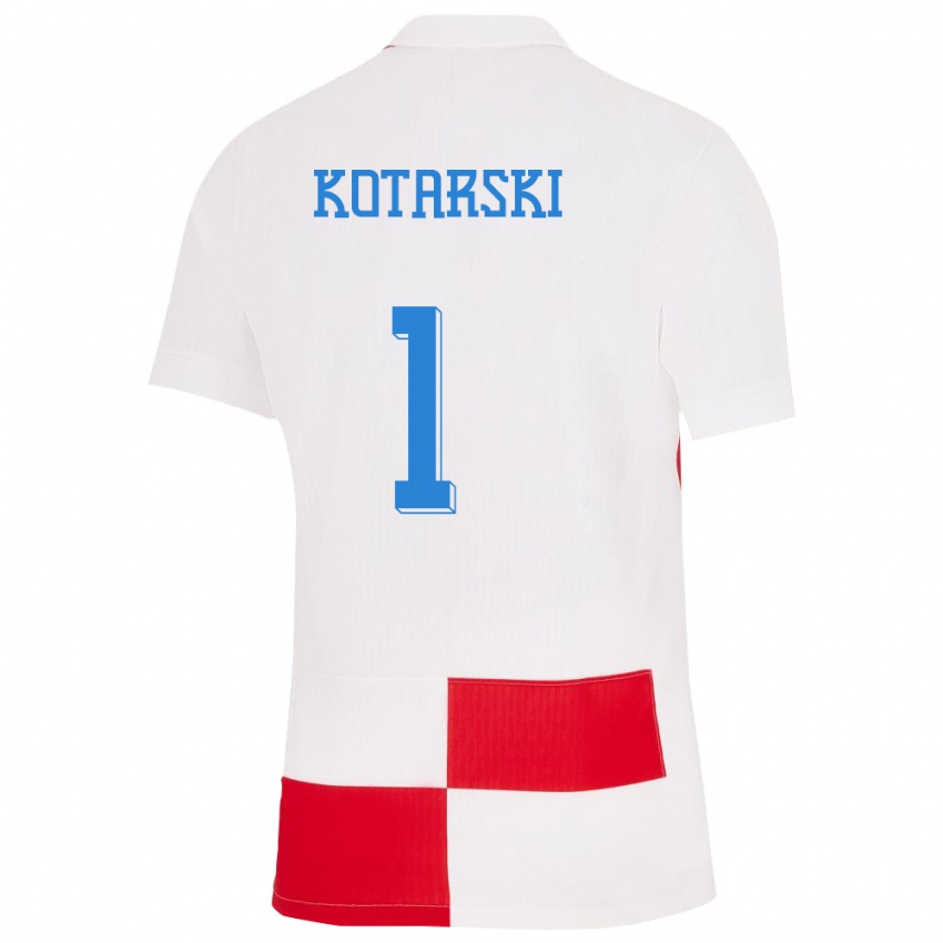 Herren Kroatien Dominik Kotarski #1 Weiß Rot Heimtrikot Trikot 24-26 T-Shirt Schweiz
