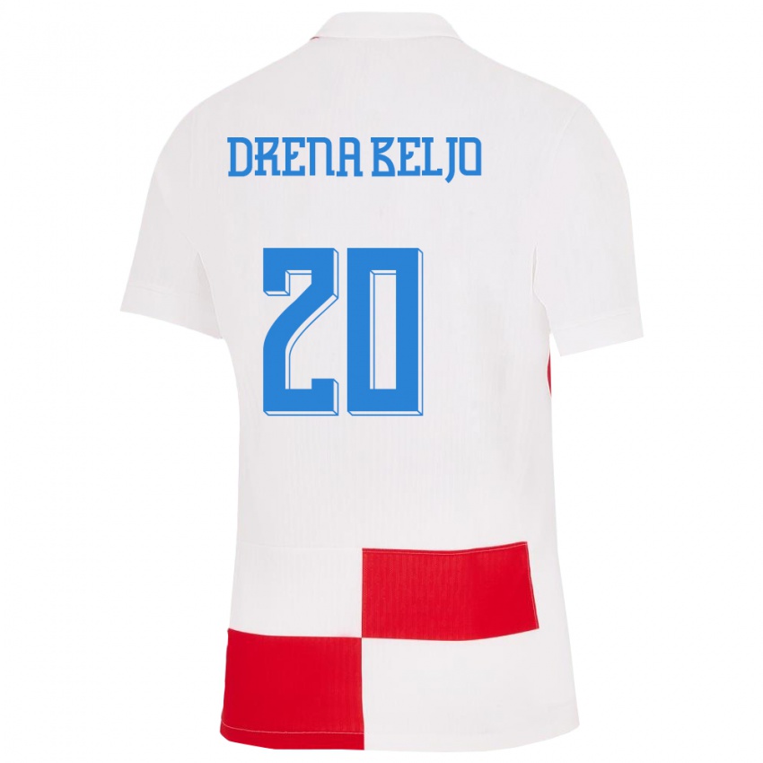 Herren Kroatien Dion Drena Beljo #20 Weiß Rot Heimtrikot Trikot 24-26 T-Shirt Schweiz