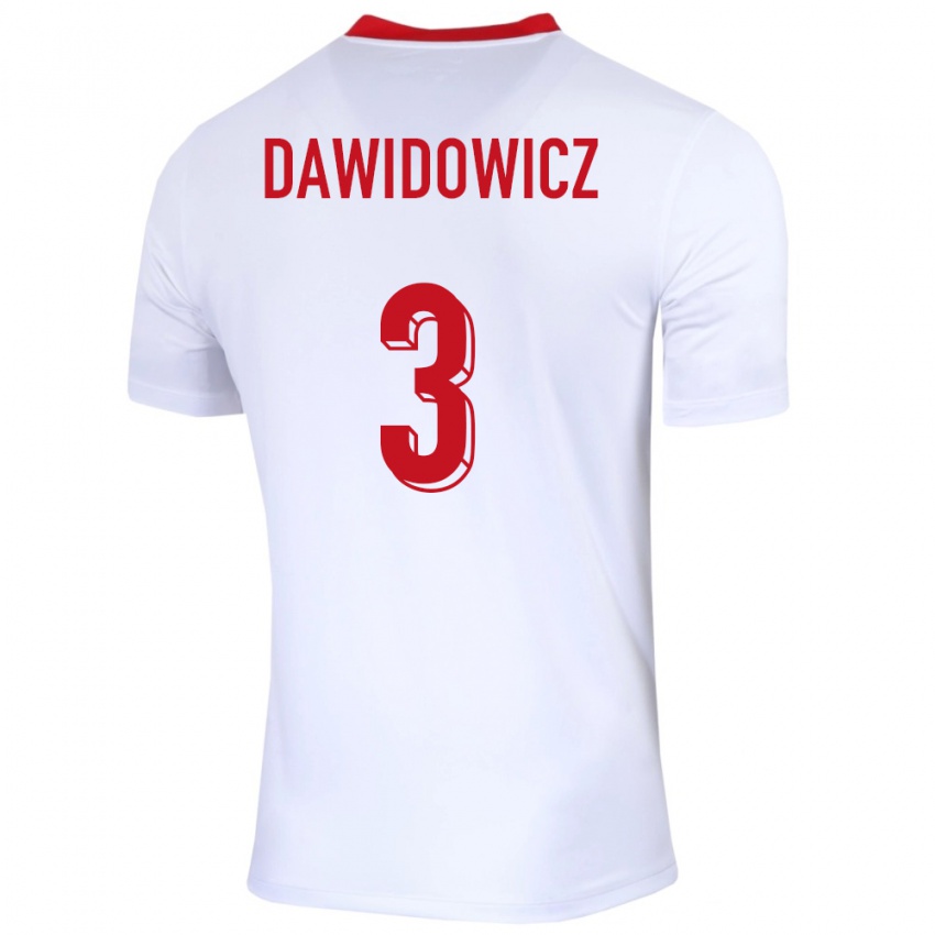 Homme Maillot Pologne Pawel Dawidowicz #3 Blanc Tenues Domicile 24-26 T-Shirt Suisse