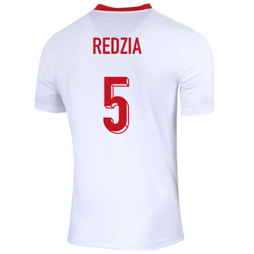 Homme Maillot Pologne Anna Redzia #5 Blanc Tenues Domicile 24-26 T-Shirt Suisse