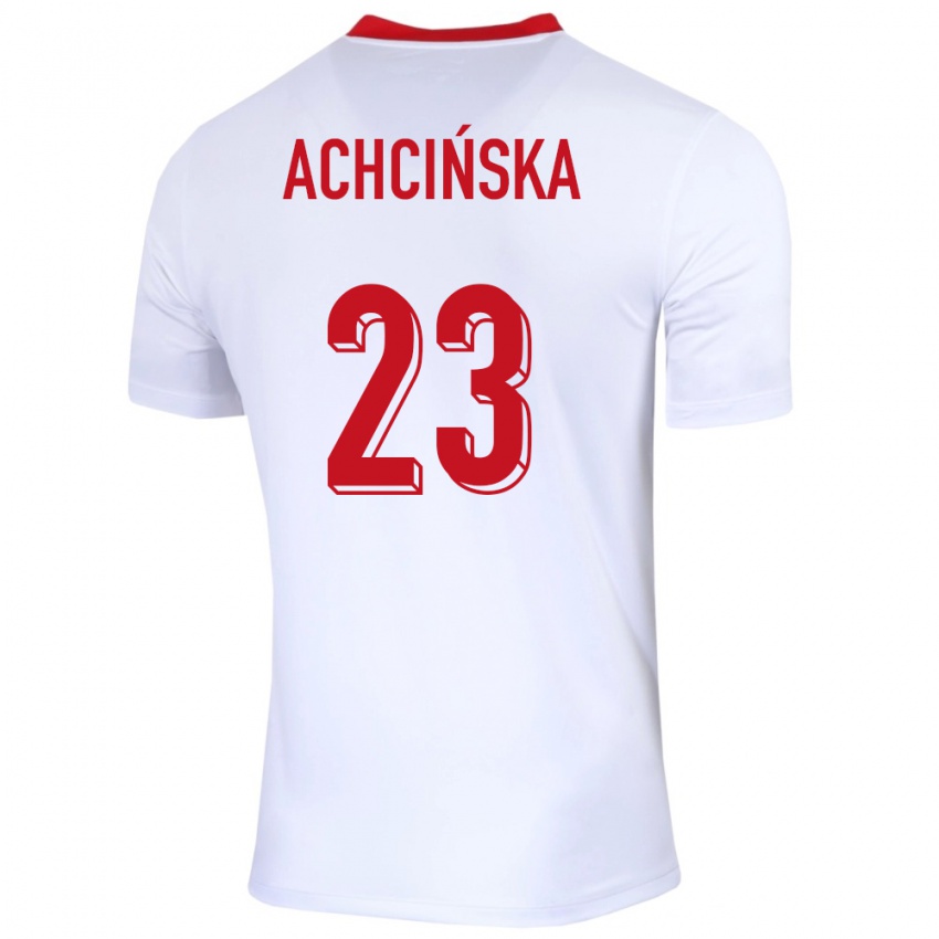 Homme Maillot Pologne Adriana Achcinska #23 Blanc Tenues Domicile 24-26 T-Shirt Suisse