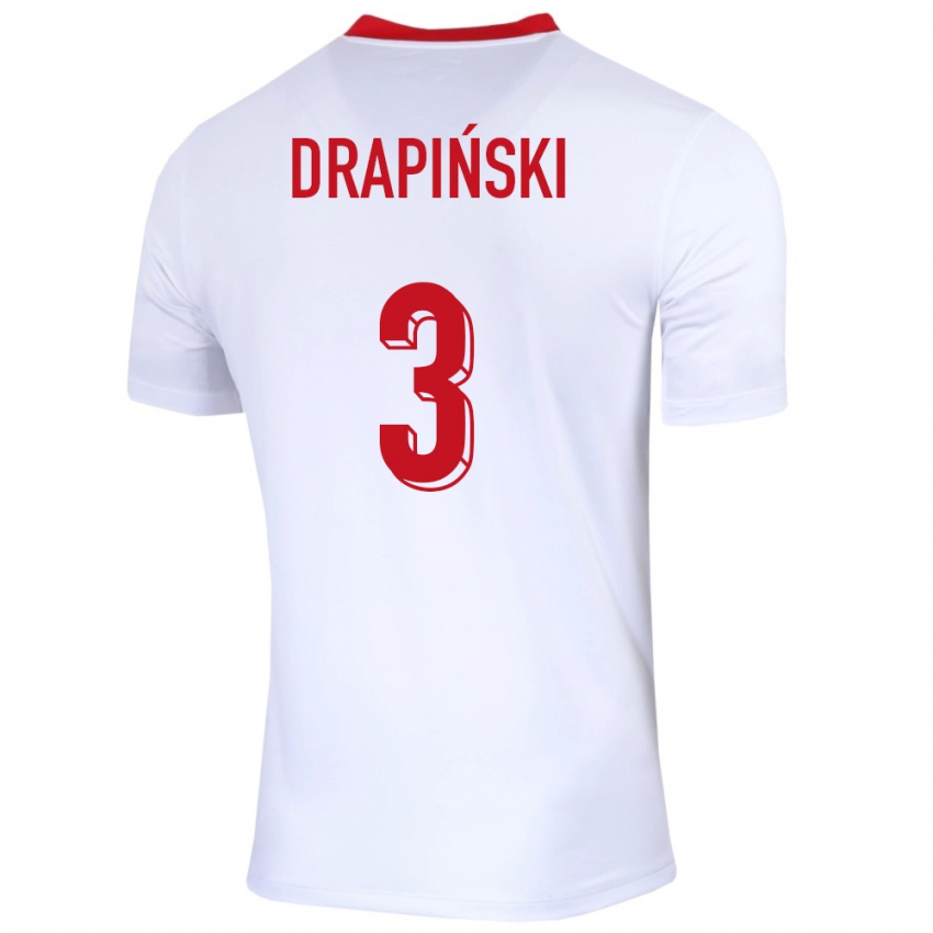 Homme Maillot Pologne Igor Drapinski #3 Blanc Tenues Domicile 24-26 T-Shirt Suisse