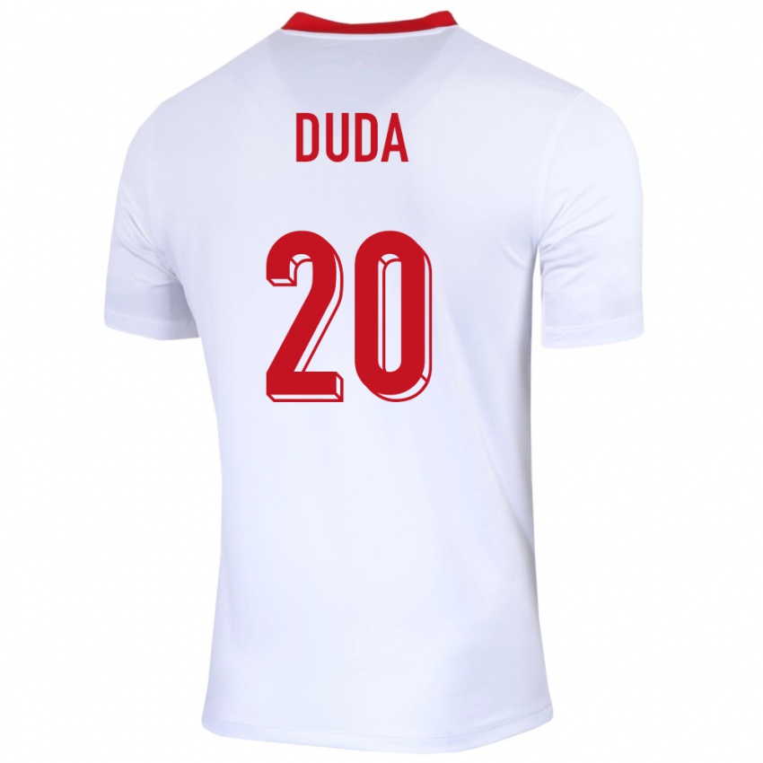 Homme Maillot Pologne Kacper Duda #20 Blanc Tenues Domicile 24-26 T-Shirt Suisse