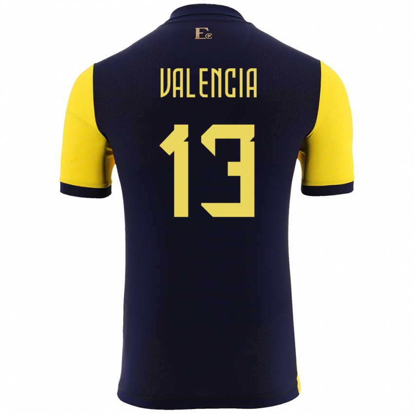 Homme Maillot Équateur Enner Valencia #13 Jaune Tenues Domicile 24-26 T-Shirt Suisse