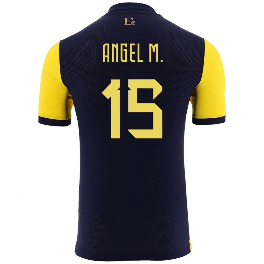 Homme Maillot Équateur Angel Mena #15 Jaune Tenues Domicile 24-26 T-Shirt Suisse