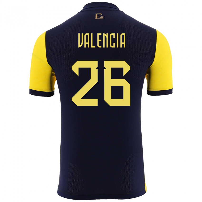 Herren Ecuador Anthony Valencia #26 Gelb Heimtrikot Trikot 24-26 T-Shirt Schweiz