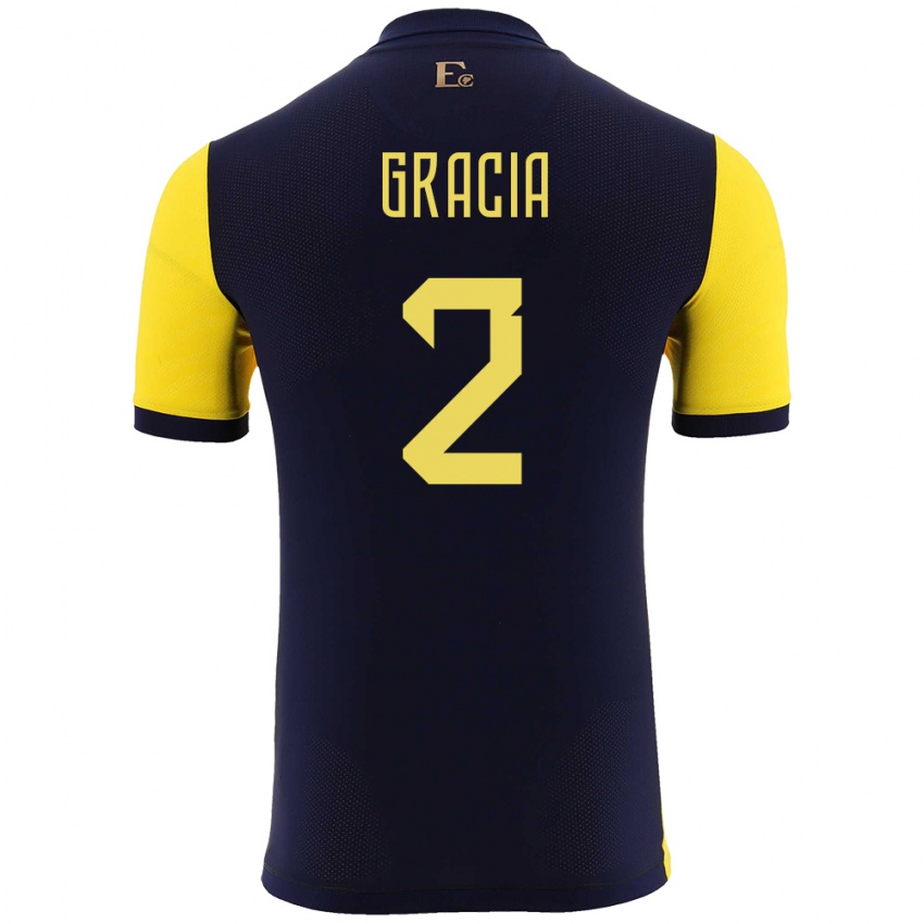 Herren Ecuador Ericka Gracia #2 Gelb Heimtrikot Trikot 24-26 T-Shirt Schweiz
