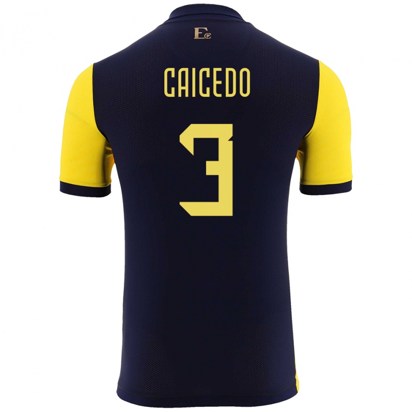 Herren Ecuador Jessy Caicedo #3 Gelb Heimtrikot Trikot 24-26 T-Shirt Schweiz