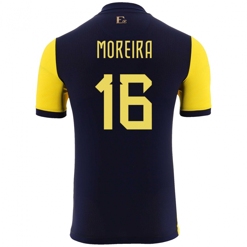 Herren Ecuador Ligia Moreira #16 Gelb Heimtrikot Trikot 24-26 T-Shirt Schweiz