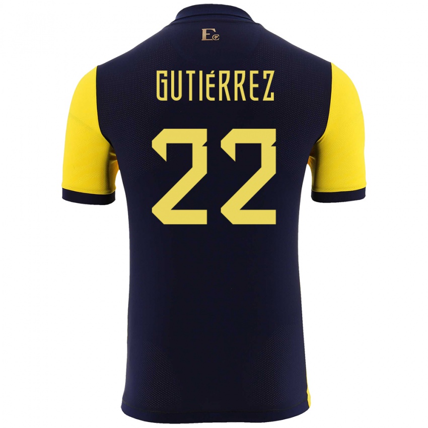 Homme Maillot Équateur Melanie Gutierrez #22 Jaune Tenues Domicile 24-26 T-Shirt Suisse