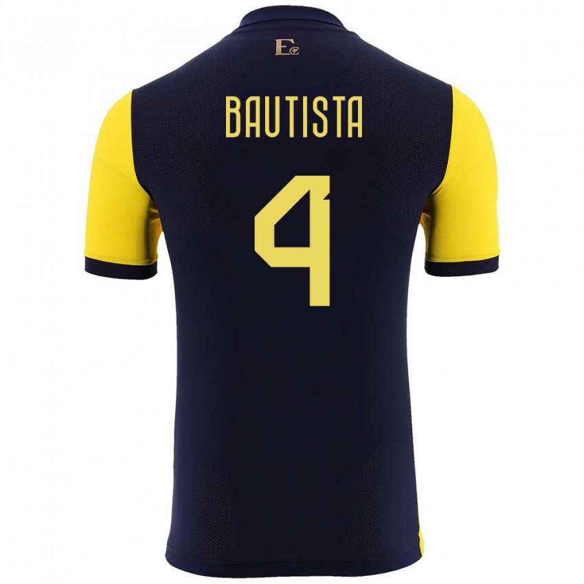 Herren Ecuador Davis Bautista #4 Gelb Heimtrikot Trikot 24-26 T-Shirt Schweiz