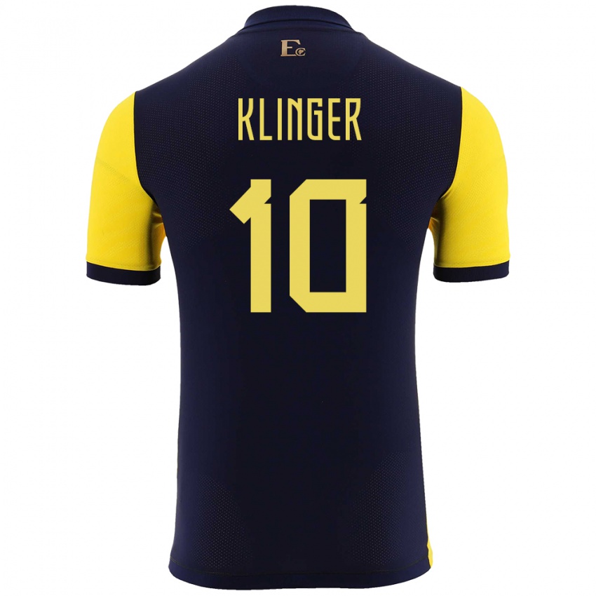 Herren Ecuador Jose Klinger #10 Gelb Heimtrikot Trikot 24-26 T-Shirt Schweiz