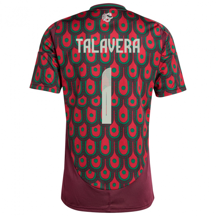 Homme Maillot Mexique Alfredo Talavera #1 Bordeaux Tenues Domicile 24-26 T-Shirt Suisse