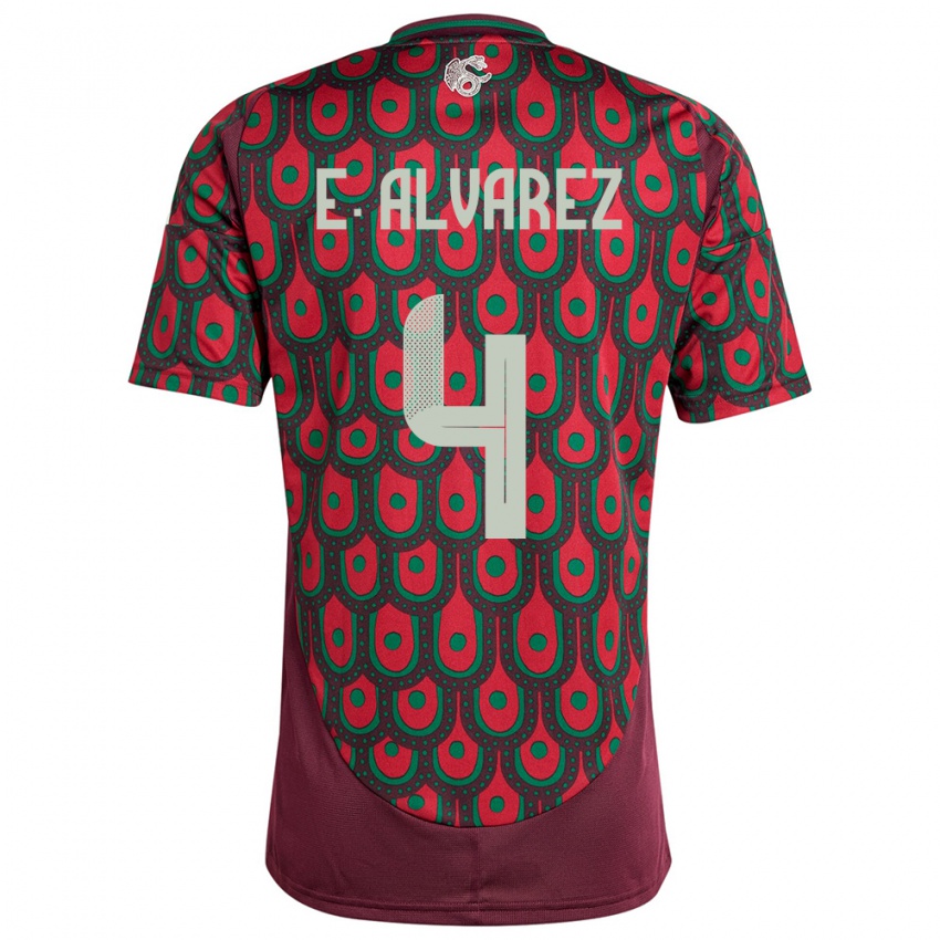Herren Mexiko Edson Alvarez #4 Kastanienbraun Heimtrikot Trikot 24-26 T-Shirt Schweiz