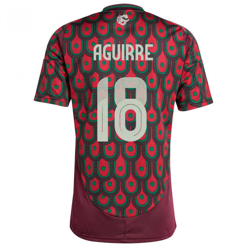 Homme Maillot Mexique Eduardo Aguirre #18 Bordeaux Tenues Domicile 24-26 T-Shirt Suisse