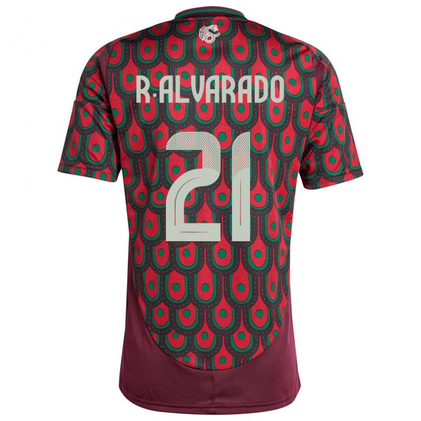 Homme Maillot Mexique Roberto Alvarado #21 Bordeaux Tenues Domicile 24-26 T-Shirt Suisse