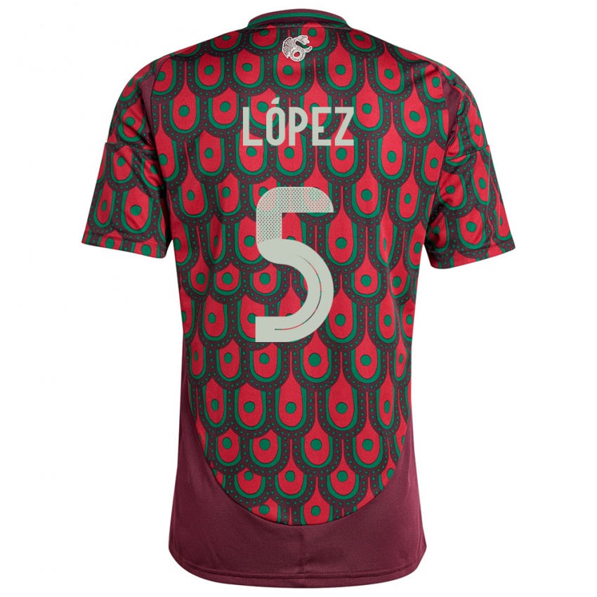 Herren Mexiko Jimena Lopez #5 Kastanienbraun Heimtrikot Trikot 24-26 T-Shirt Schweiz