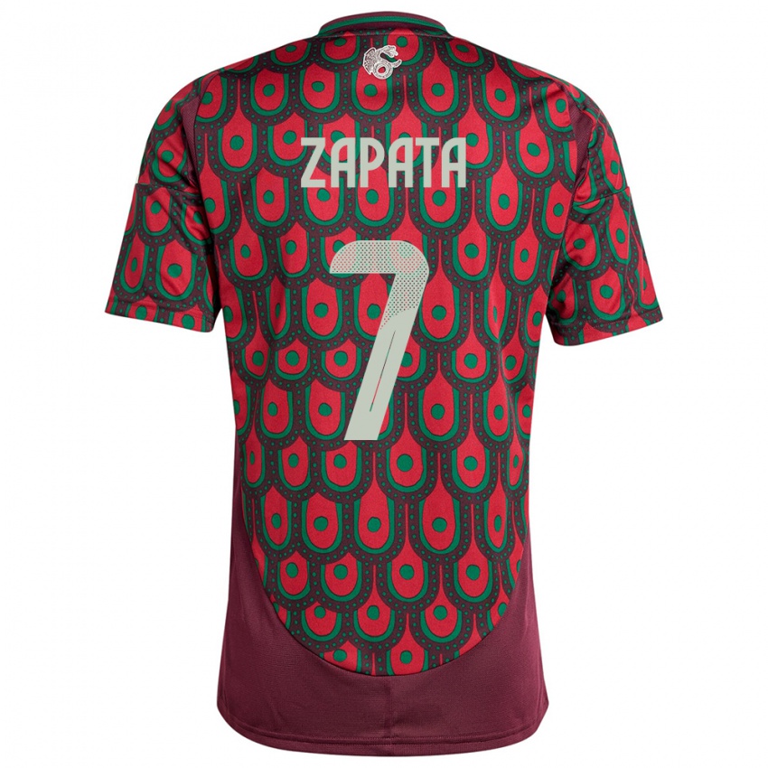 Herren Mexiko Angel Zapata #7 Kastanienbraun Heimtrikot Trikot 24-26 T-Shirt Schweiz