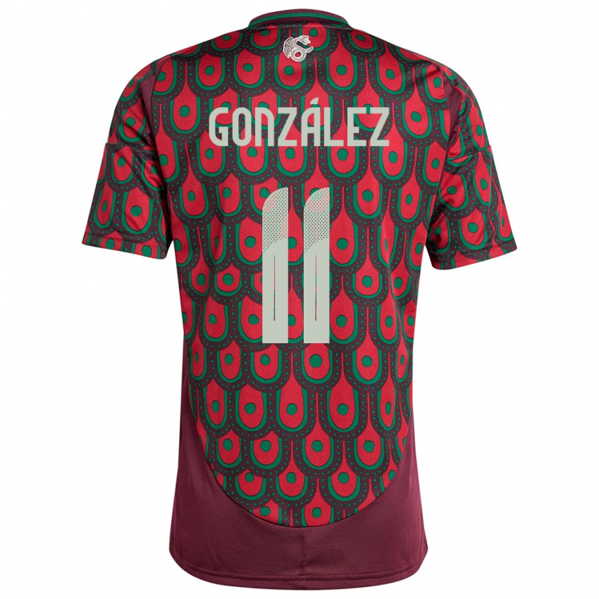 Herren Mexiko Bryan Gonzalez #11 Kastanienbraun Heimtrikot Trikot 24-26 T-Shirt Schweiz