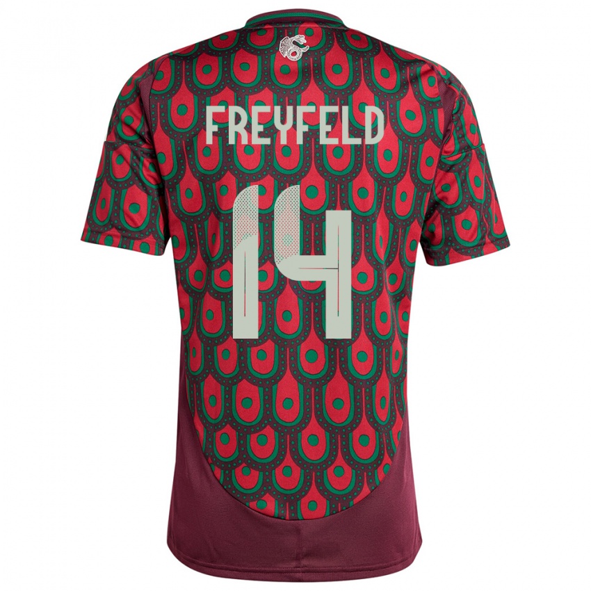 Herren Mexiko Emiliano Freyfeld #14 Kastanienbraun Heimtrikot Trikot 24-26 T-Shirt Schweiz