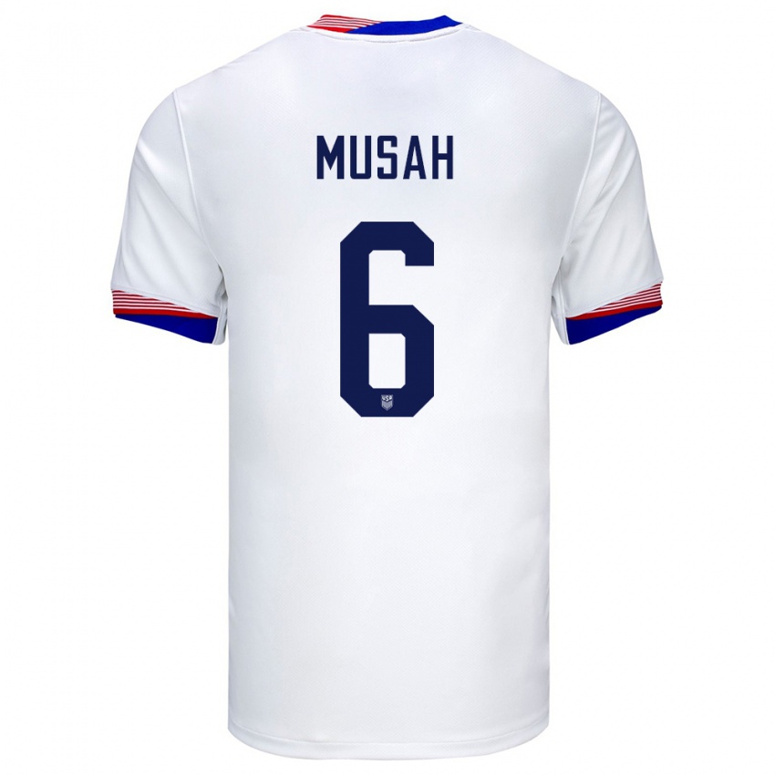 Herren Vereinigte Staaten Yunus Musah #6 Weiß Heimtrikot Trikot 24-26 T-Shirt Schweiz