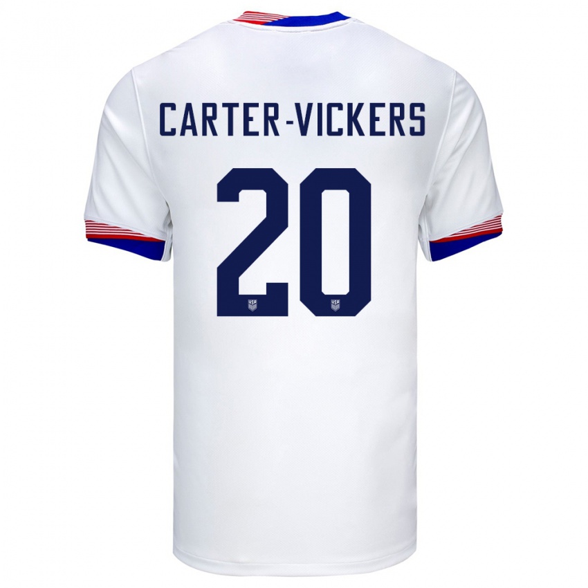 Homme Maillot États-Unis Cameron Carter-Vickers #20 Blanc Tenues Domicile 24-26 T-Shirt Suisse