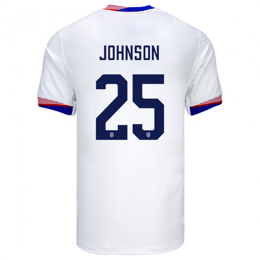 Homme Maillot États-Unis Sean Johnson #25 Blanc Tenues Domicile 24-26 T-Shirt Suisse