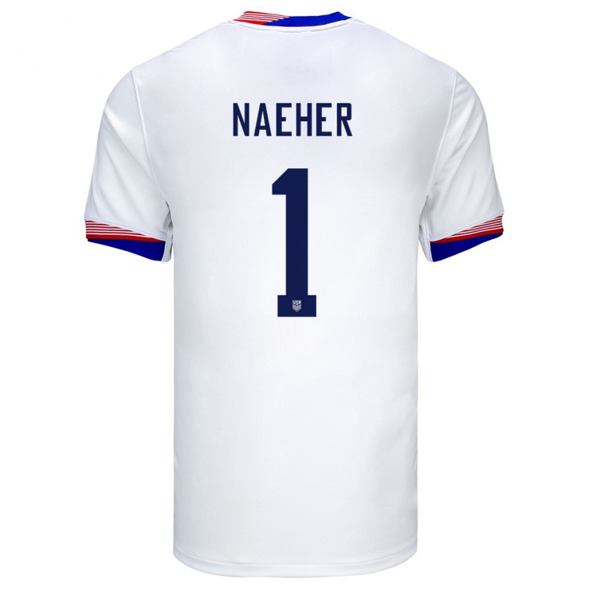 Herren Vereinigte Staaten Alyssa Naeher #1 Weiß Heimtrikot Trikot 24-26 T-Shirt Schweiz