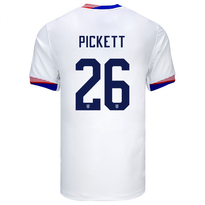 Homme Maillot États-Unis Carson Pickett #26 Blanc Tenues Domicile 24-26 T-Shirt Suisse