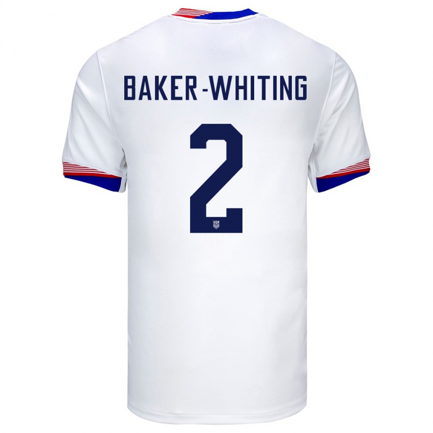Homme Maillot États-Unis Reed Baker Whiting #2 Blanc Tenues Domicile 24-26 T-Shirt Suisse