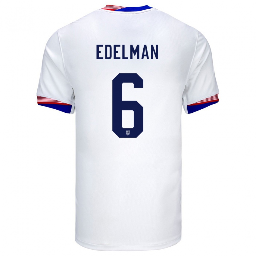 Homme Maillot États-Unis Daniel Edelman #6 Blanc Tenues Domicile 24-26 T-Shirt Suisse