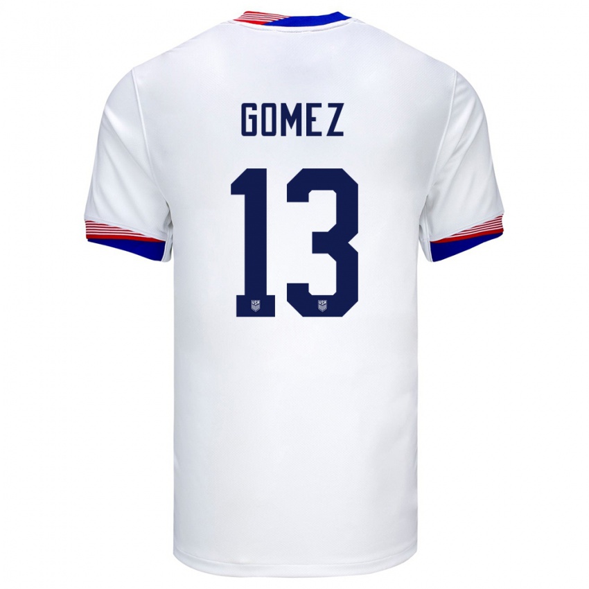 Homme Maillot États-Unis Jonathan Gomez #13 Blanc Tenues Domicile 24-26 T-Shirt Suisse