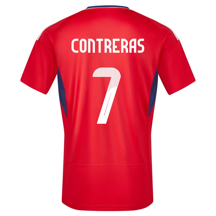 Homme Maillot Costa Rica Anthony Contreras #7 Rouge Tenues Domicile 24-26 T-Shirt Suisse