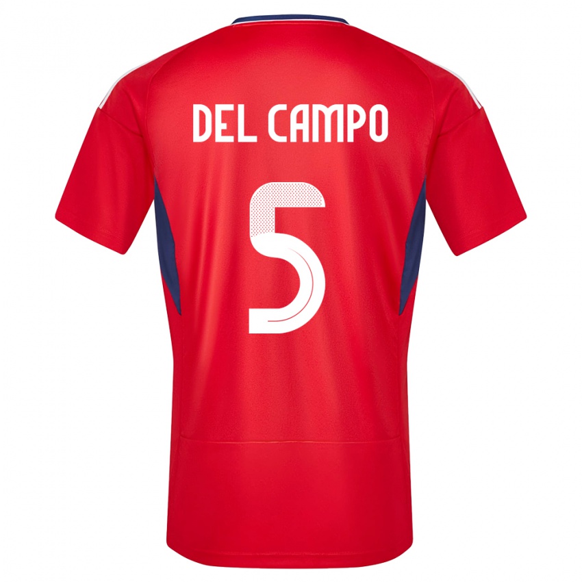 Homme Maillot Costa Rica Valeria Del Campo #5 Rouge Tenues Domicile 24-26 T-Shirt Suisse
