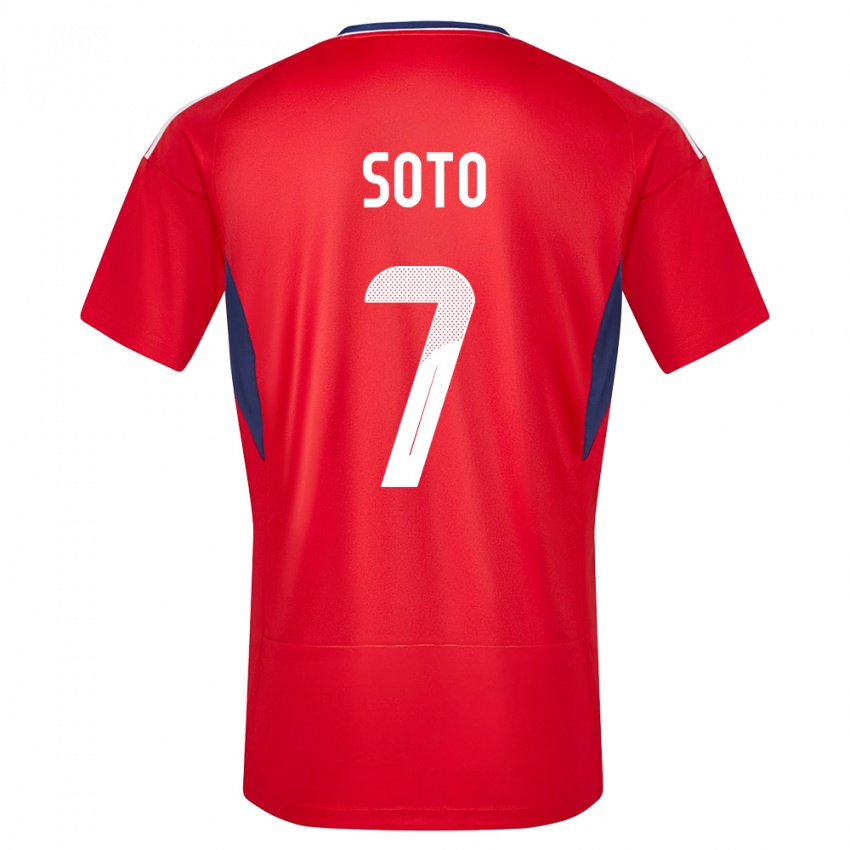 Homme Maillot Costa Rica Andrey Soto #7 Rouge Tenues Domicile 24-26 T-Shirt Suisse
