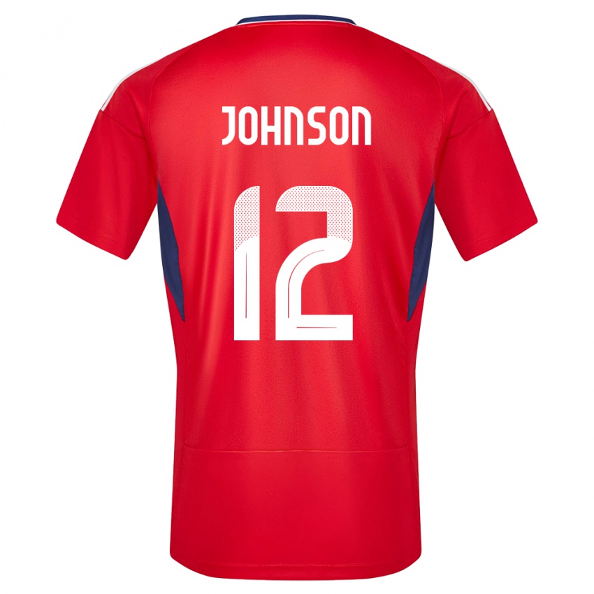 Homme Maillot Costa Rica Shawn Johnson #12 Rouge Tenues Domicile 24-26 T-Shirt Suisse