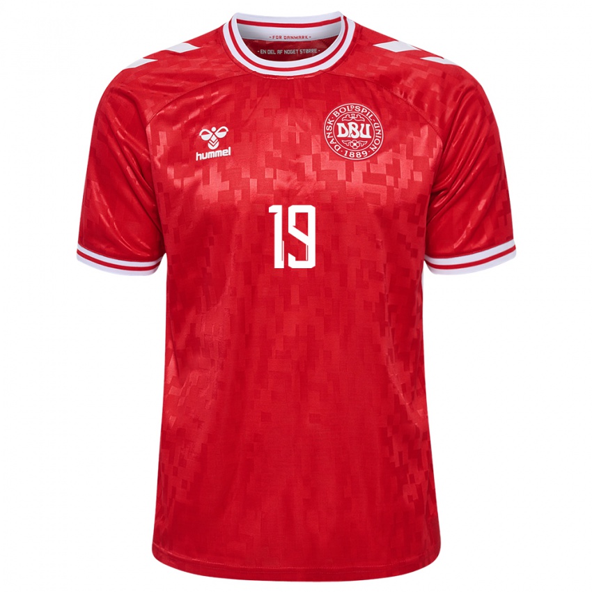 Homme Maillot Danemark Casper Nielsen #19 Rouge Tenues Domicile 24-26 T-Shirt Suisse