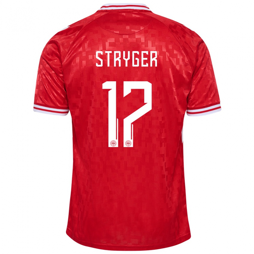 Homme Maillot Danemark Jens Stryger Larsen #17 Rouge Tenues Domicile 24-26 T-Shirt Suisse