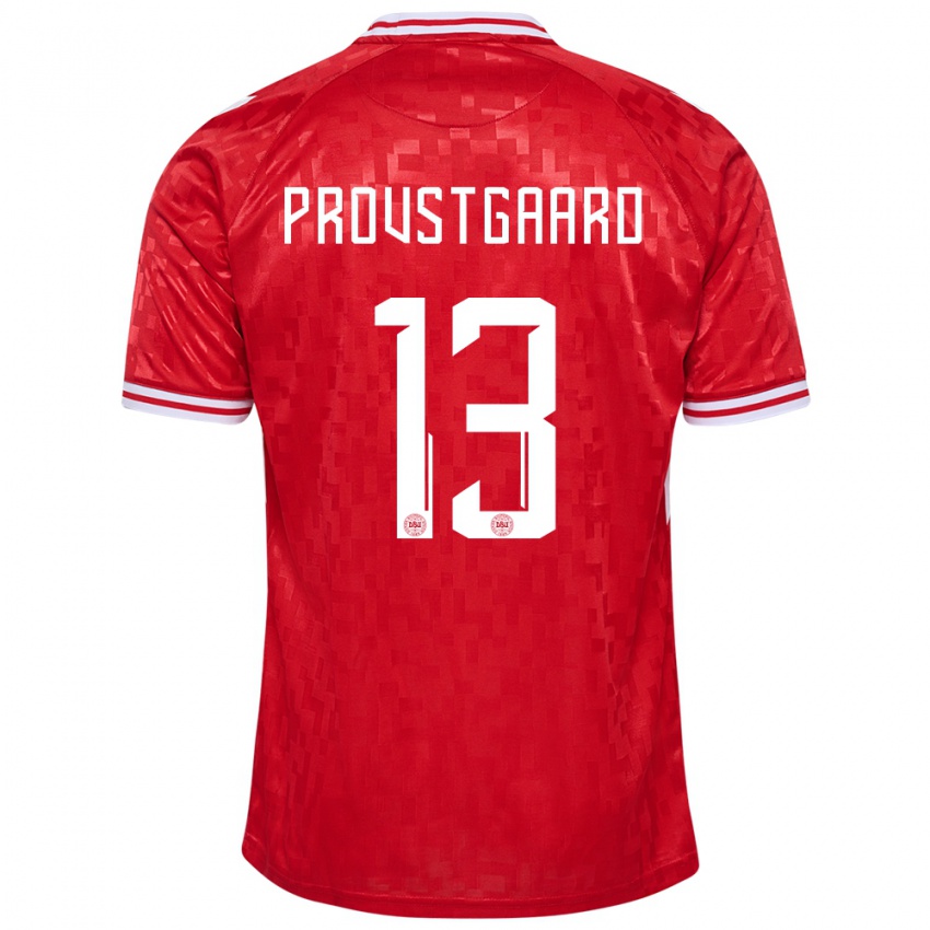 Herren Dänemark Oliver Provstgaard #13 Rot Heimtrikot Trikot 24-26 T-Shirt Schweiz
