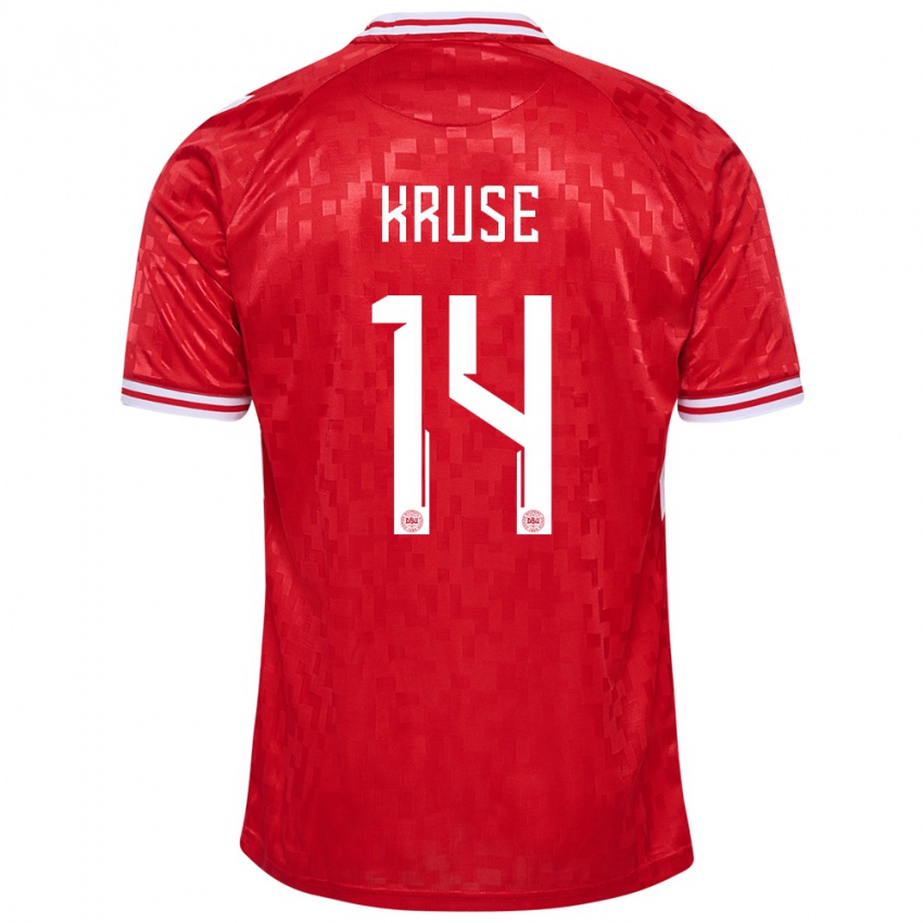 Herren Dänemark David Kruse #14 Rot Heimtrikot Trikot 24-26 T-Shirt Schweiz
