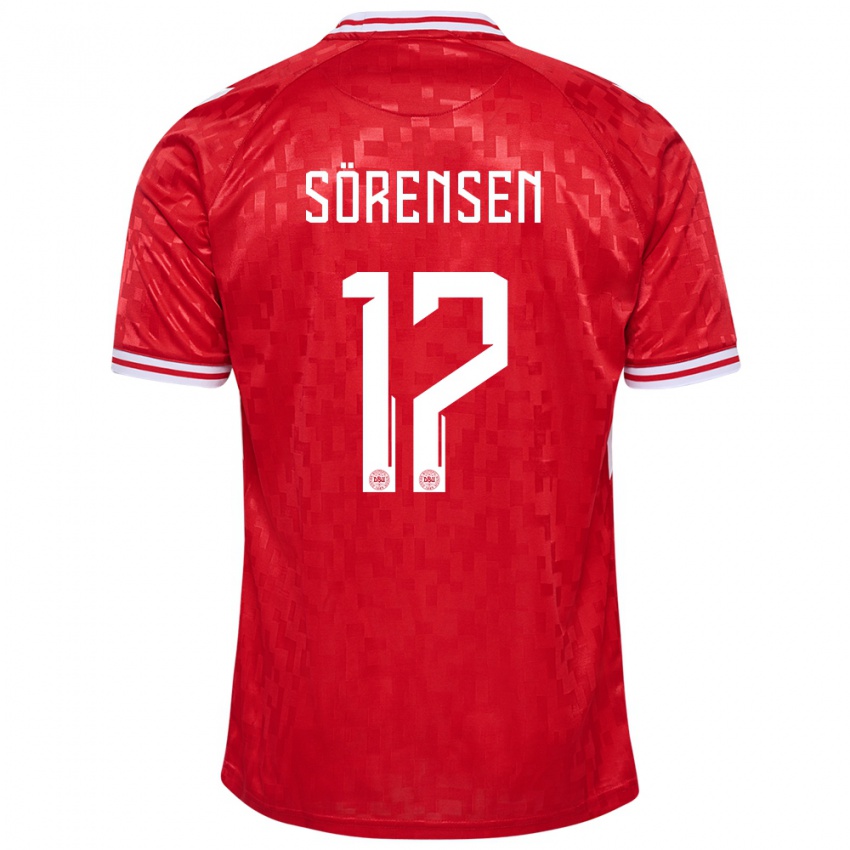 Herren Dänemark Oliver Sörensen #17 Rot Heimtrikot Trikot 24-26 T-Shirt Schweiz