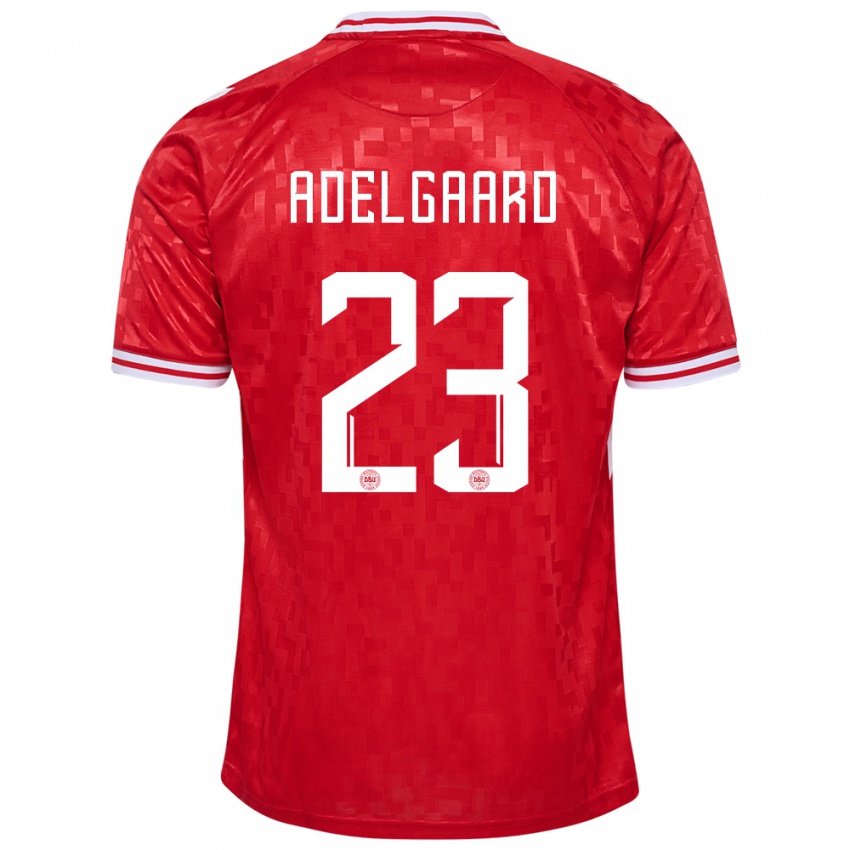 Herren Dänemark Aske Adelgaard #23 Rot Heimtrikot Trikot 24-26 T-Shirt Schweiz