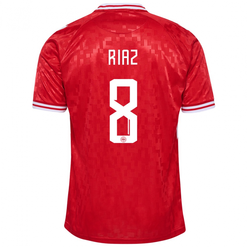 Herren Dänemark Danial Riaz #8 Rot Heimtrikot Trikot 24-26 T-Shirt Schweiz